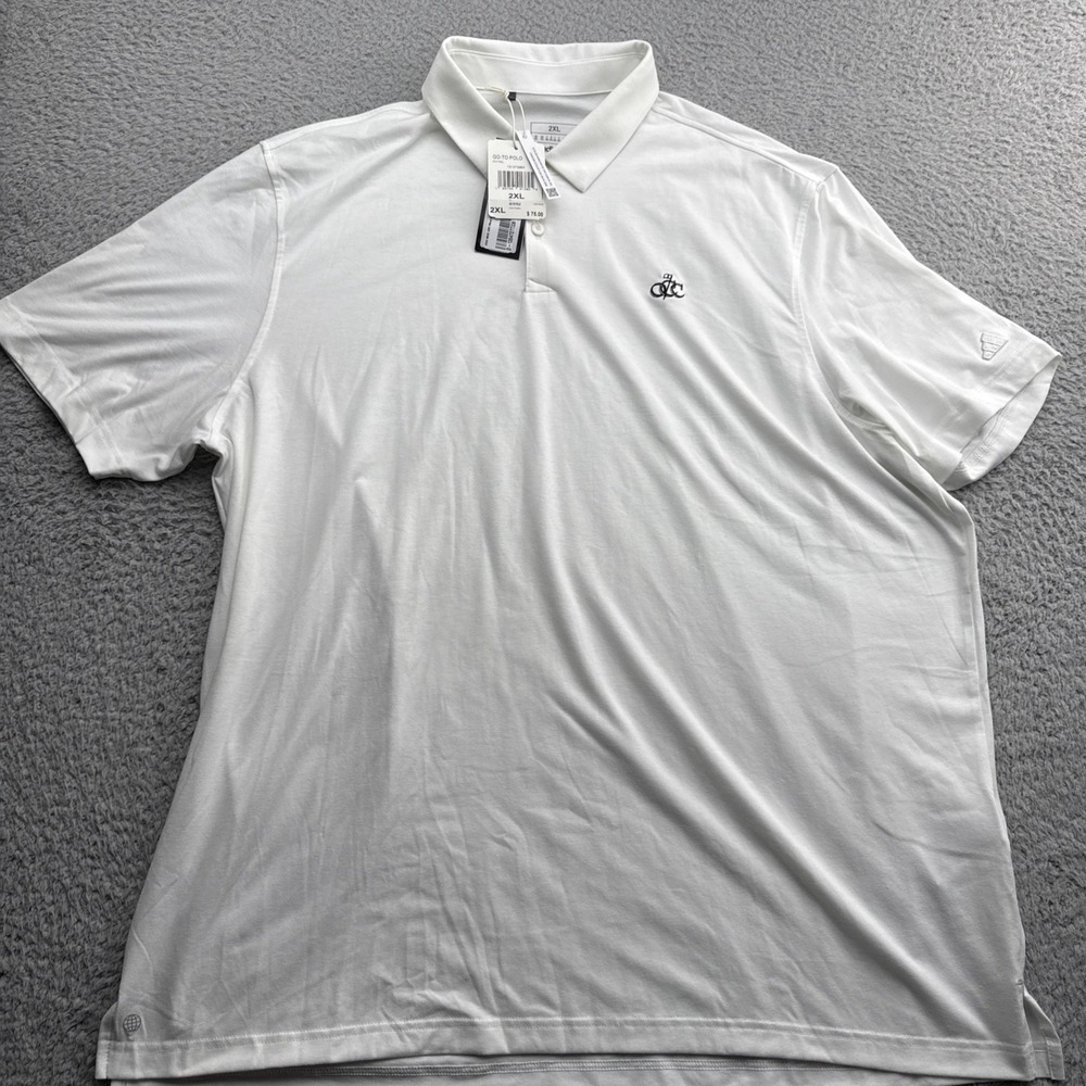 Adidas Go-To Primeknit Golf Polo Shirt Mens 2XL XXL White Performance Tennis